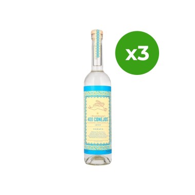 x3 Mezcal 400 Conejos Joven 750 ml
