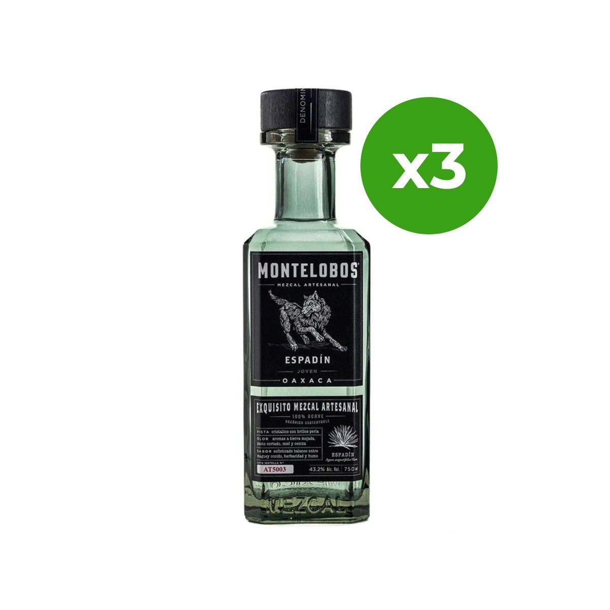 x3 Mezcal Montelobos Joven 750 ml